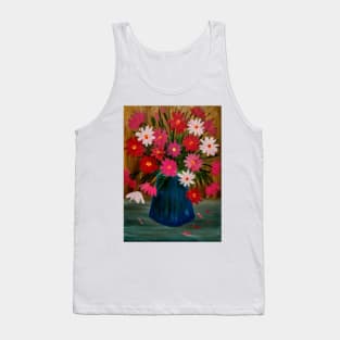 A beautiful bouquet of mixed flowers iin a deep blue vase Tank Top